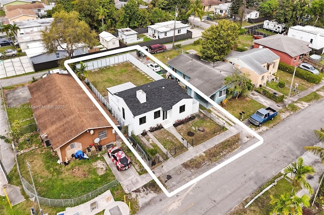 bird's eye view with a residential view