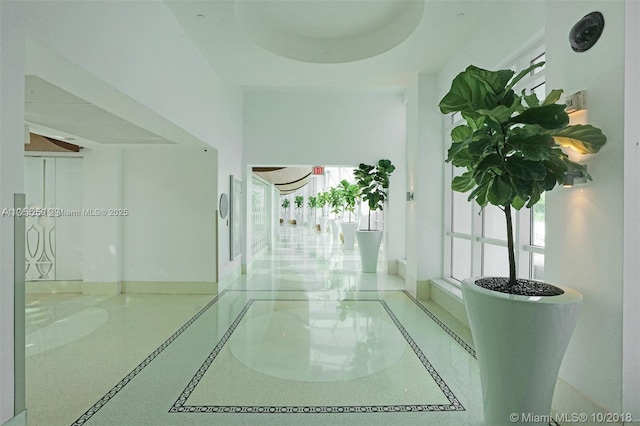 corridor with a wealth of natural light and baseboards