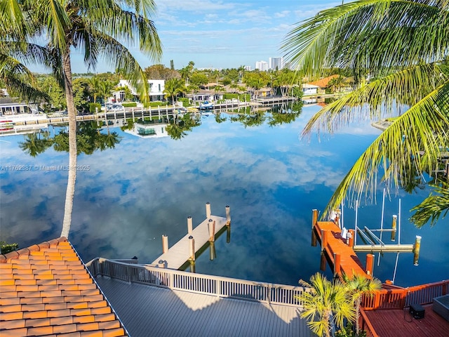 view of dock featuring a water view