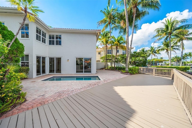 pool with a patio