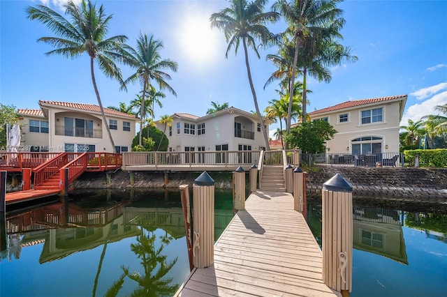 view of dock featuring a water view