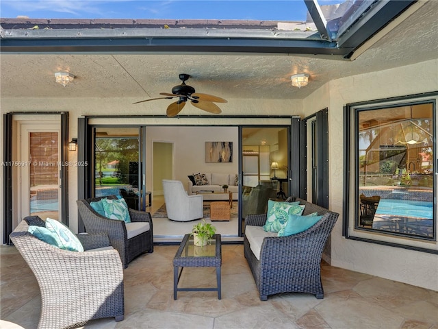 view of patio / terrace with outdoor lounge area and ceiling fan