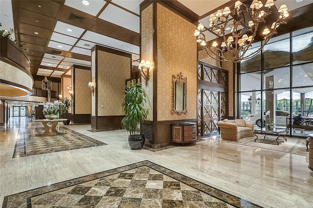 9801 Collins Ave Unit 5M, Bal Harbour, FL 33154 - common area with a high ceiling and recessed lighting
