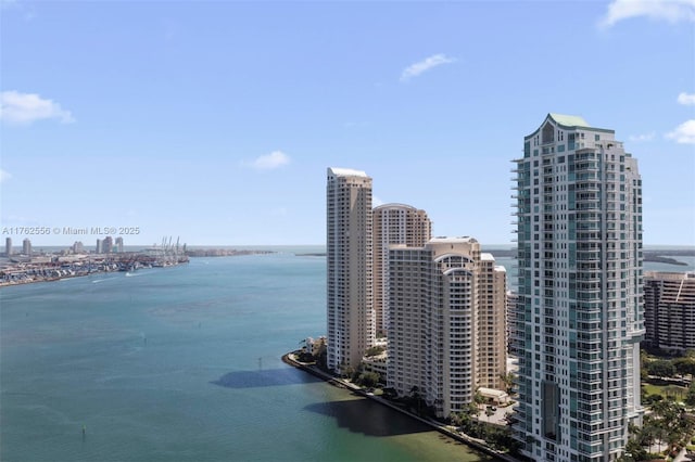 property view of water with a city view