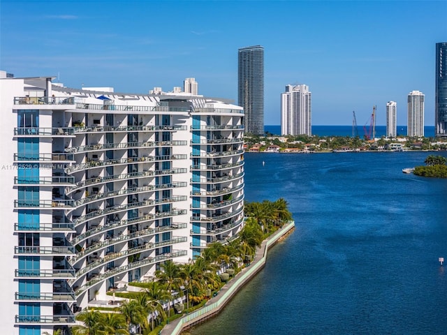 property view of water featuring a city view