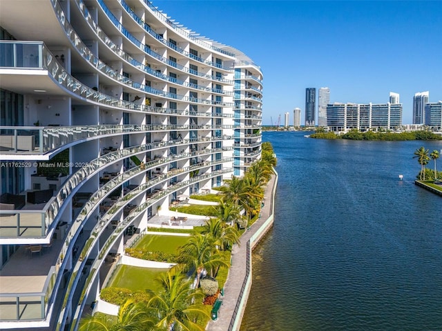 property view of water featuring a city view