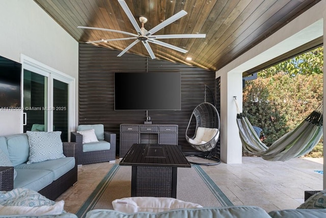 view of patio / terrace featuring outdoor lounge area and ceiling fan