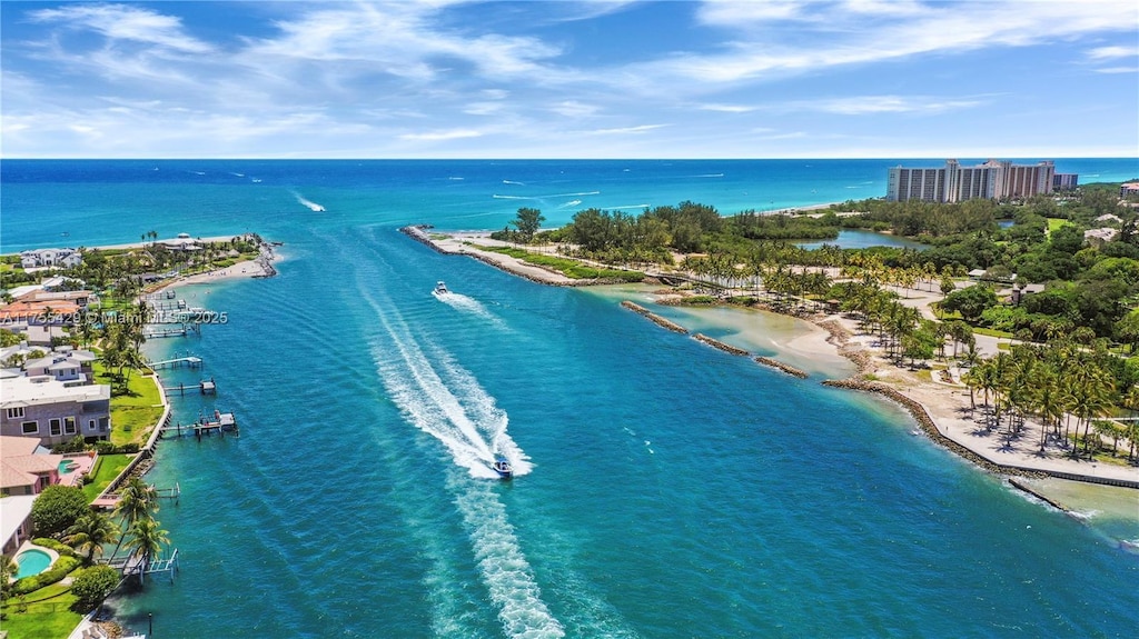 bird's eye view featuring a water view