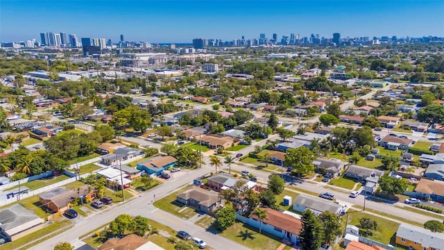 bird's eye view with a city view