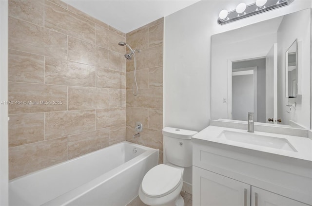 full bathroom with vanity, toilet, and  shower combination