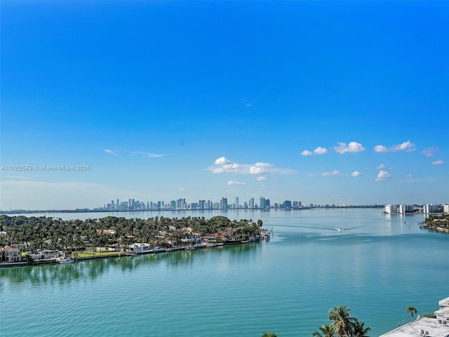 property view of water with a view of city