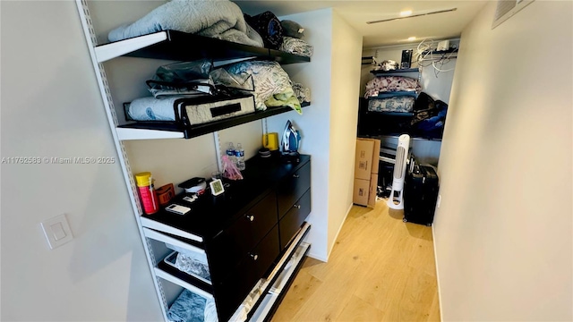 spacious closet with light wood-type flooring