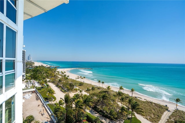 view of water feature featuring a beach view