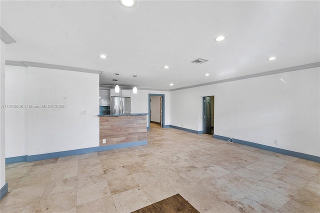 1541 SW 52nd Ave, Plantation, FL 33317 - unfurnished living room with baseboards, recessed lighting, and ornamental molding