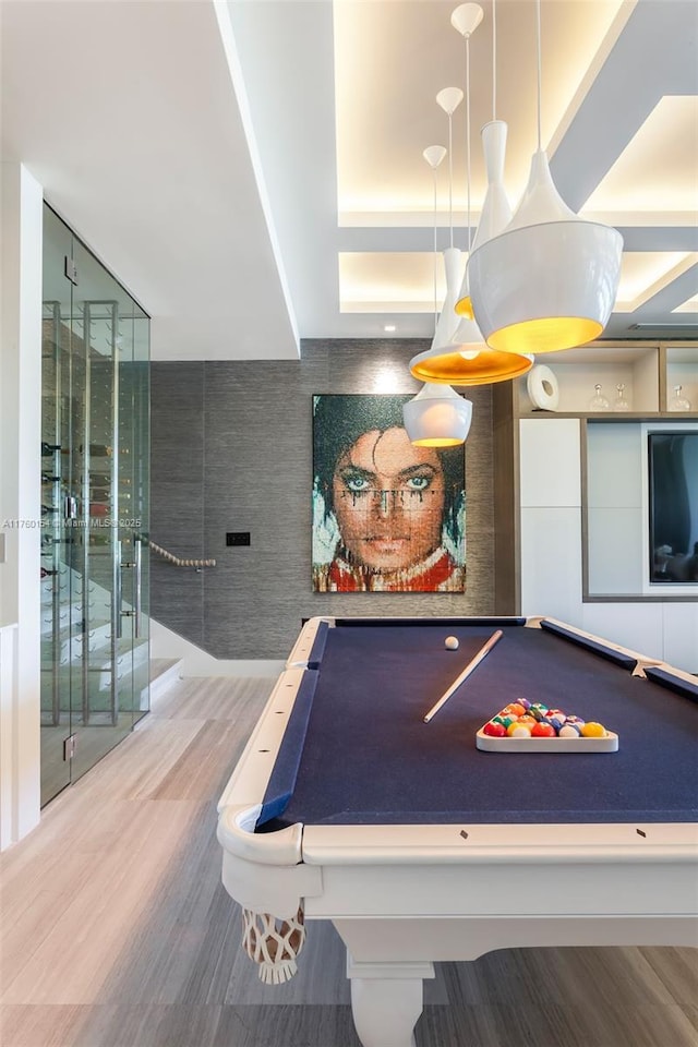 recreation room featuring wood finished floors and pool table