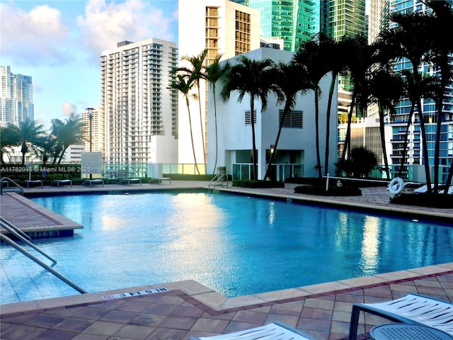 pool with a city view