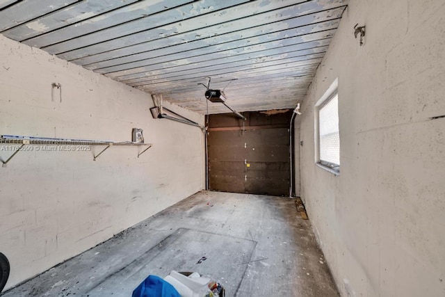 garage with a garage door opener