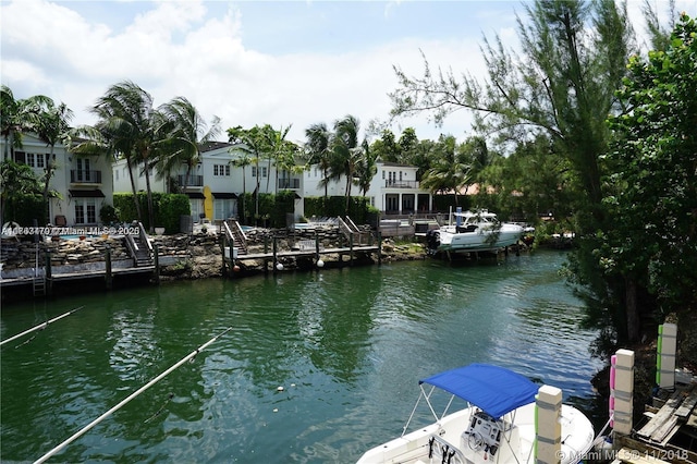 dock area featuring a water view