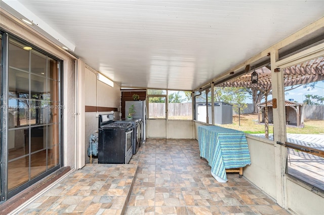 view of unfurnished sunroom