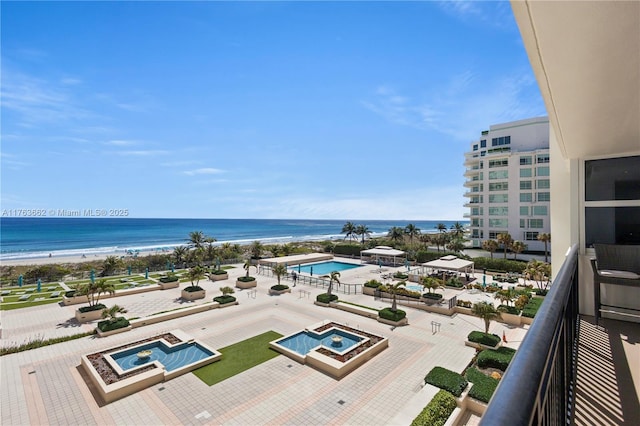 exterior space with a view of the beach