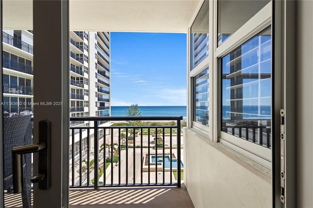 balcony with a water view