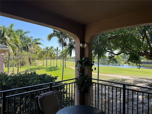 balcony with a water view