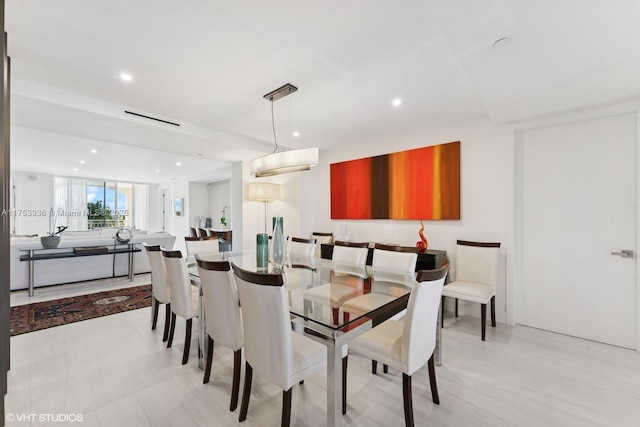 dining area with recessed lighting