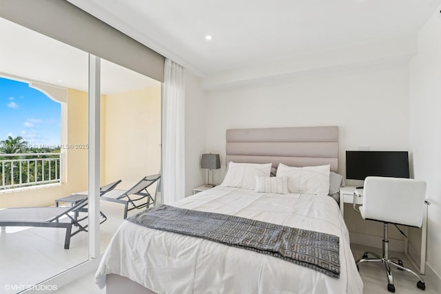 bedroom featuring recessed lighting and wood finished floors