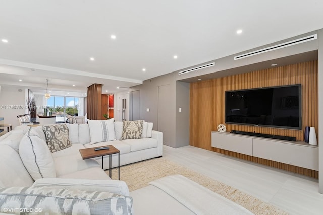 living area featuring recessed lighting