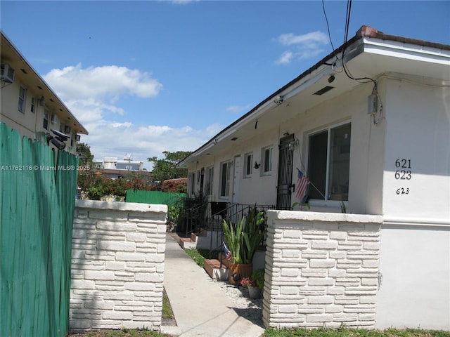 view of home's exterior with stucco siding