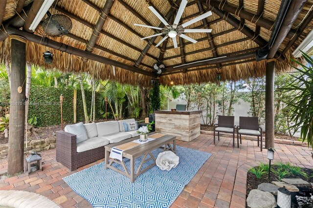 2395 SE 6th St, Pompano Beach, FL 33062 - view of patio / terrace featuring a gazebo, outdoor lounge area, and ceiling fan