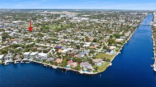 2395 SE 6th St, Pompano Beach, FL 33062 - drone / aerial view featuring a water view and a residential view