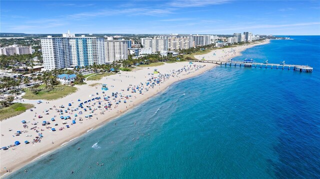 2395 SE 6th St, Pompano Beach, FL 33062 - drone / aerial view featuring a water view, a view of city, and a view of the beach