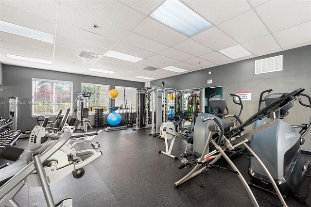 125 Jefferson Ave Unit 137, Miami Beach, FL 33139 - workout area featuring a drop ceiling
