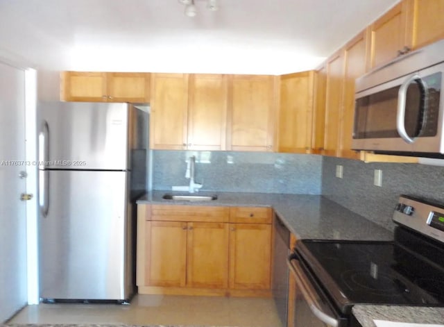 kitchen featuring a sink, decorative backsplash, and stainless steel appliances