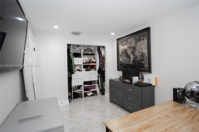 home office featuring recessed lighting and visible vents