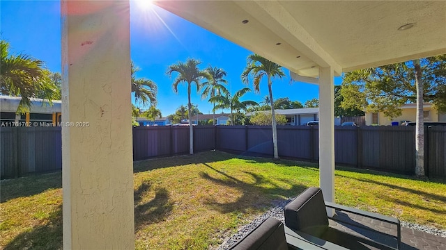 view of yard featuring a fenced backyard