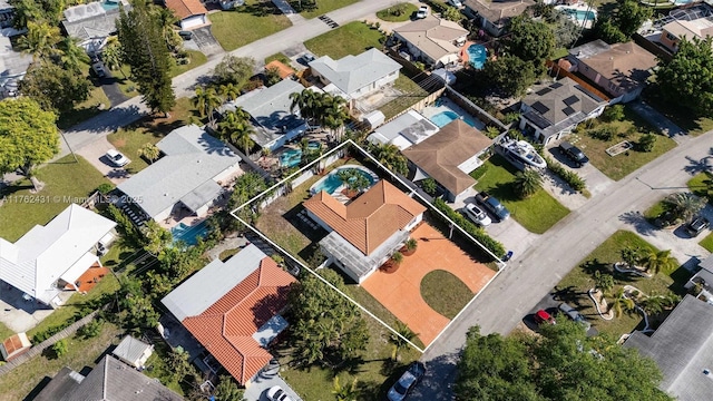 drone / aerial view with a residential view