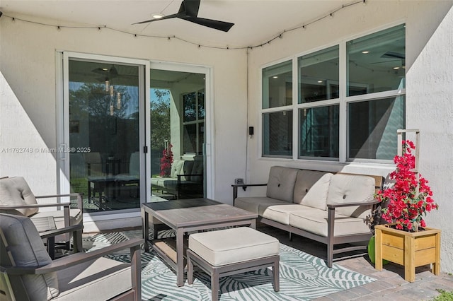 view of patio / terrace with an outdoor hangout area and ceiling fan