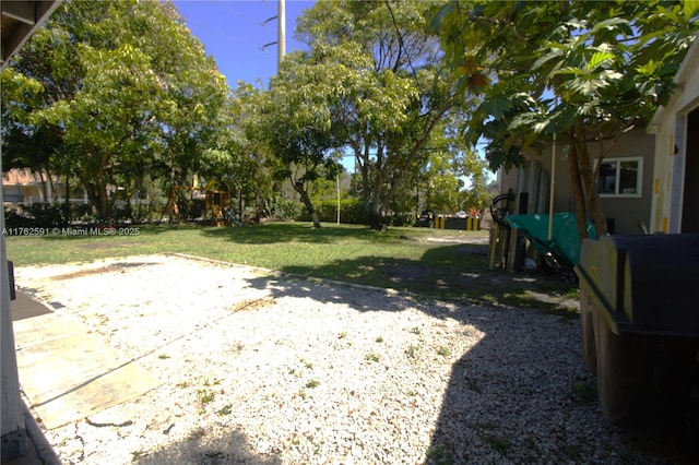 view of yard featuring a playground