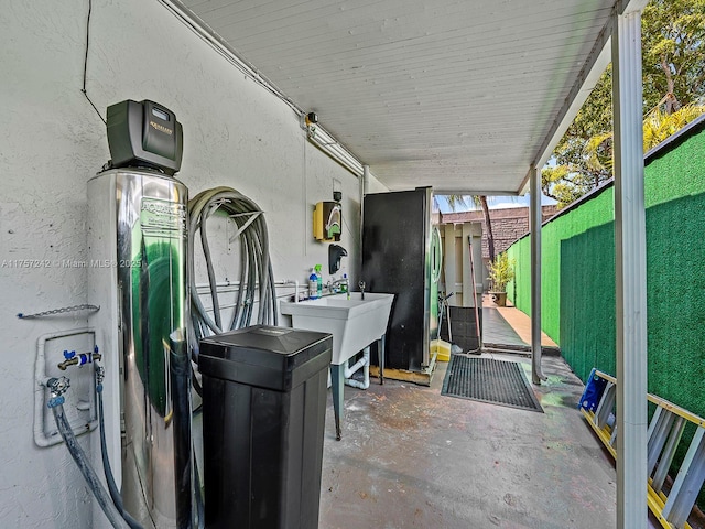 view of patio featuring a sink