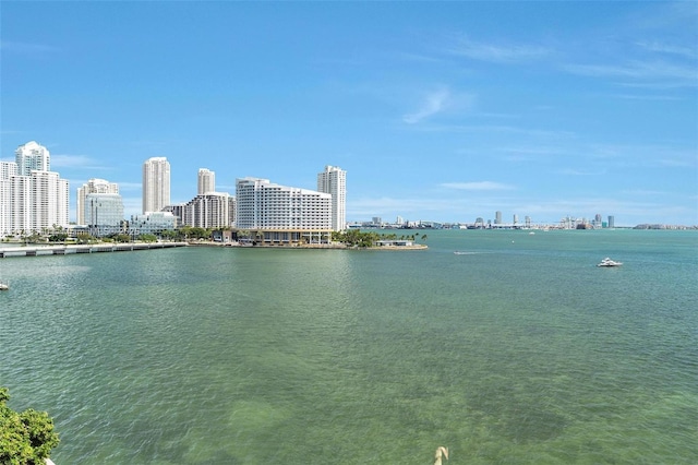 property view of water with a view of city