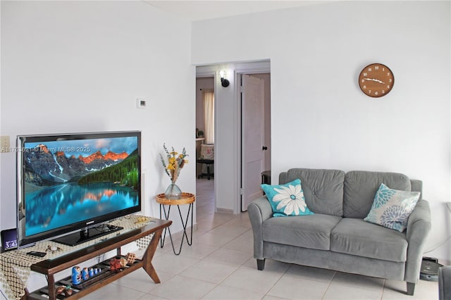 living room featuring light tile patterned floors