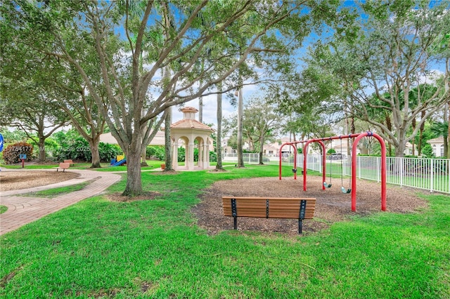 7546 NW 18th Dr, Pembroke Pines, FL 33024 - view of community featuring a lawn, playground community, and fence