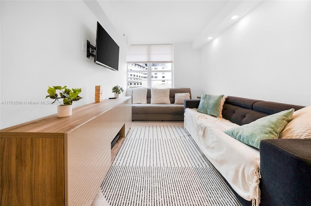 living area featuring recessed lighting