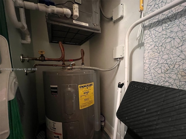 utility room with water heater