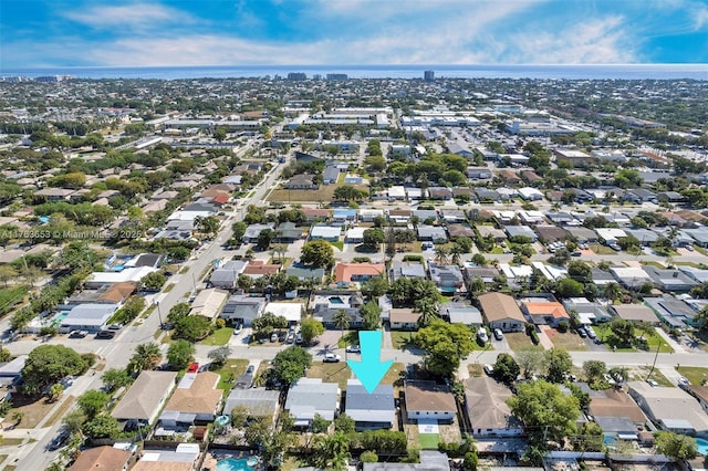 drone / aerial view with a residential view