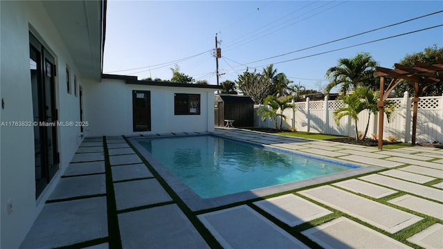 view of pool featuring a fenced in pool, a patio, and a fenced backyard