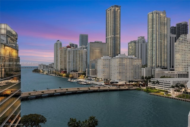 view of city with a water view