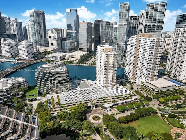 property's view of city featuring a water view